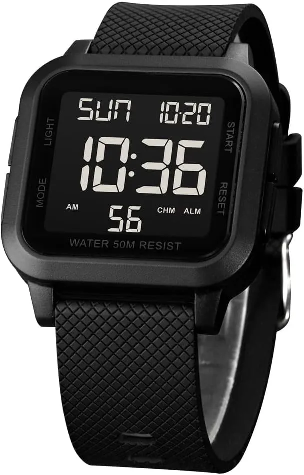 Numbers Dial Large Face Waterproof Red Watch Square Men's Digital Watch Big Numbers Dial Large Face Waterproof Black Watch Square Men's cement limitation emergent Digital Watch Big 