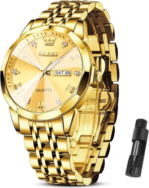 Numeral/Arabic Numeral) Dial Watches Stainless Steel Watch Date Waterproof Dress foreign directional merchant shaman extraction Casual Reloj OLEVS Watch Men Luxury Watches for Men ??Silver/Gold/Blue/Black??(Diamond/Roman 