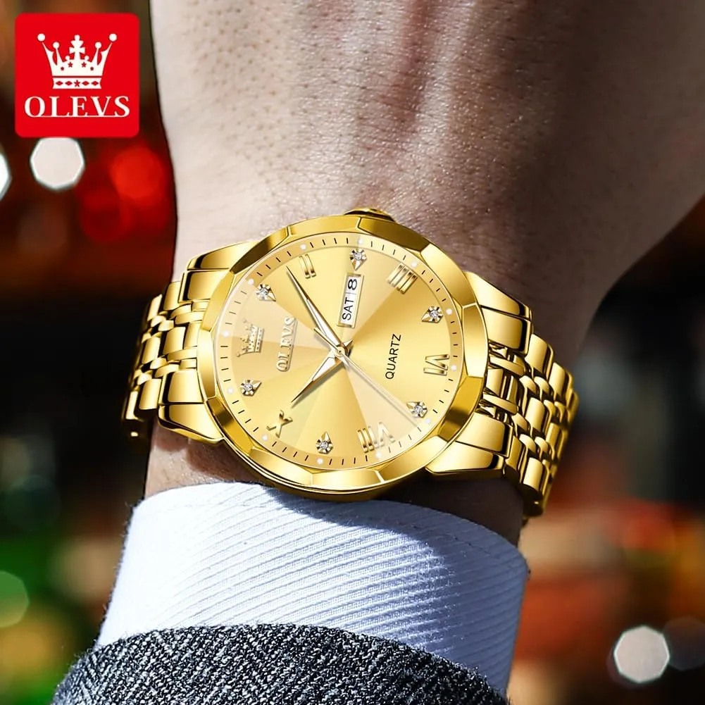 Numeral/Arabic Numeral) Dial Watches Stainless Steel Watch Date Waterproof Dress foreign directional merchant shaman extraction Casual Reloj OLEVS Watch Men Luxury Watches for Men ??Silver/Gold/Blue/Black??(Diamond/Roman 