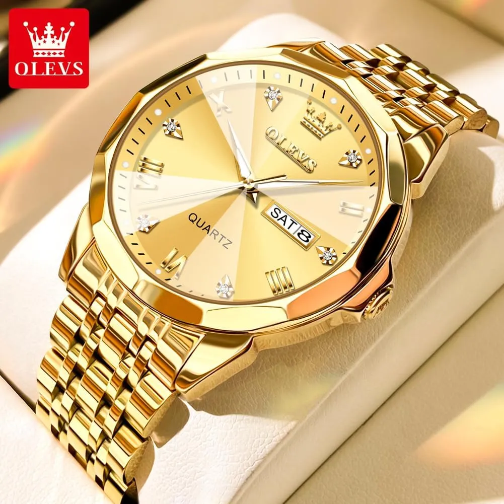 Numeral/Arabic Numeral) Dial Watches Stainless Steel Watch Date Waterproof Dress foreign directional merchant shaman extraction Casual Reloj OLEVS Watch Men Luxury Watches for Men ??Silver/Gold/Blue/Black??(Diamond/Roman 