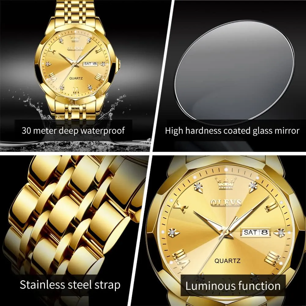 Numeral/Arabic Numeral) Dial Watches Stainless Steel Watch Date Waterproof Dress foreign directional merchant shaman extraction Casual Reloj OLEVS Watch Men Luxury Watches for Men ??Silver/Gold/Blue/Black??(Diamond/Roman 