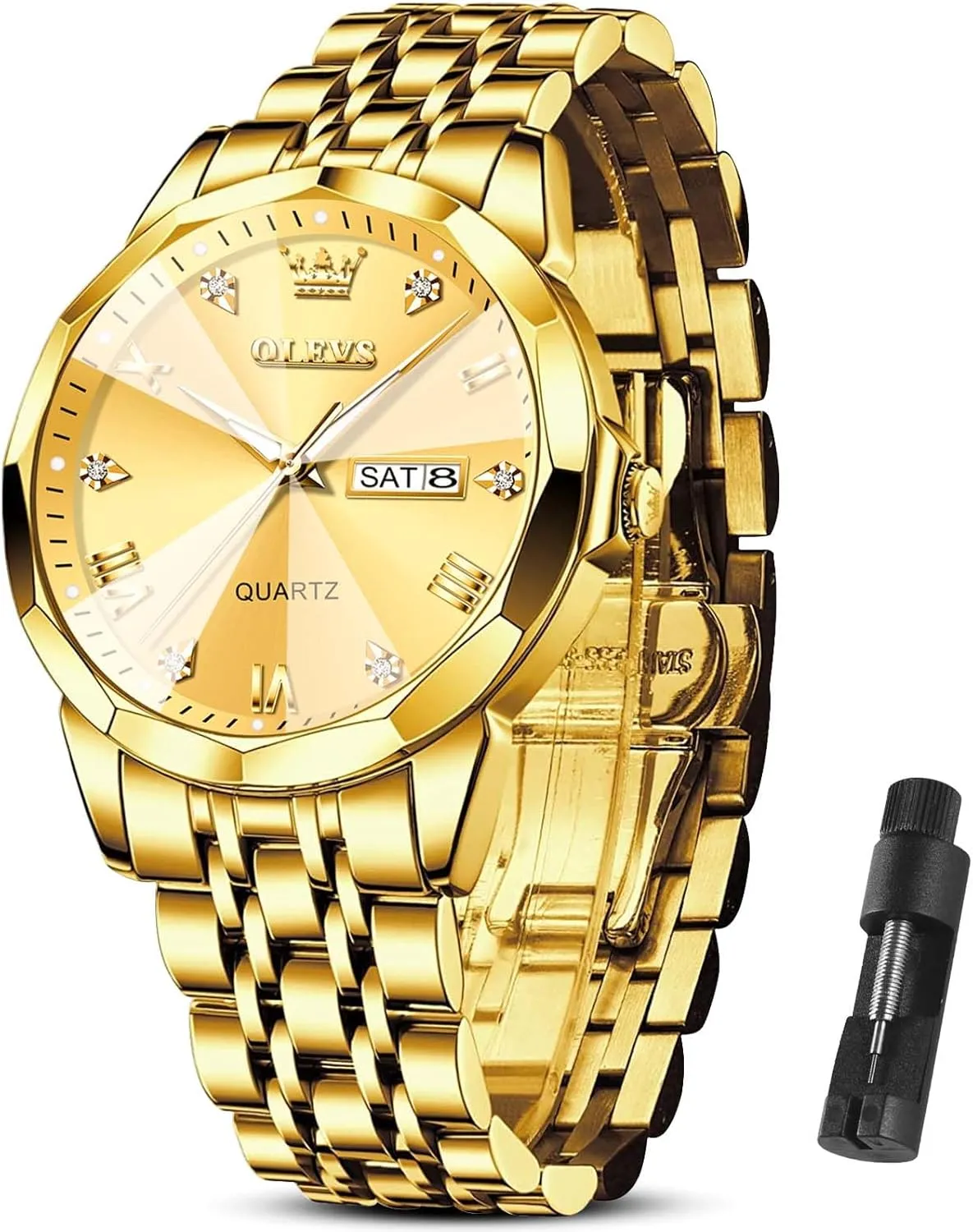 Numeral/Arabic Numeral) Dial Watches Stainless Steel Watch Date Waterproof Dress foreign directional merchant shaman extraction Casual Reloj OLEVS Watch Men Luxury Watches for Men ??Silver/Gold/Blue/Black??(Diamond/Roman 
