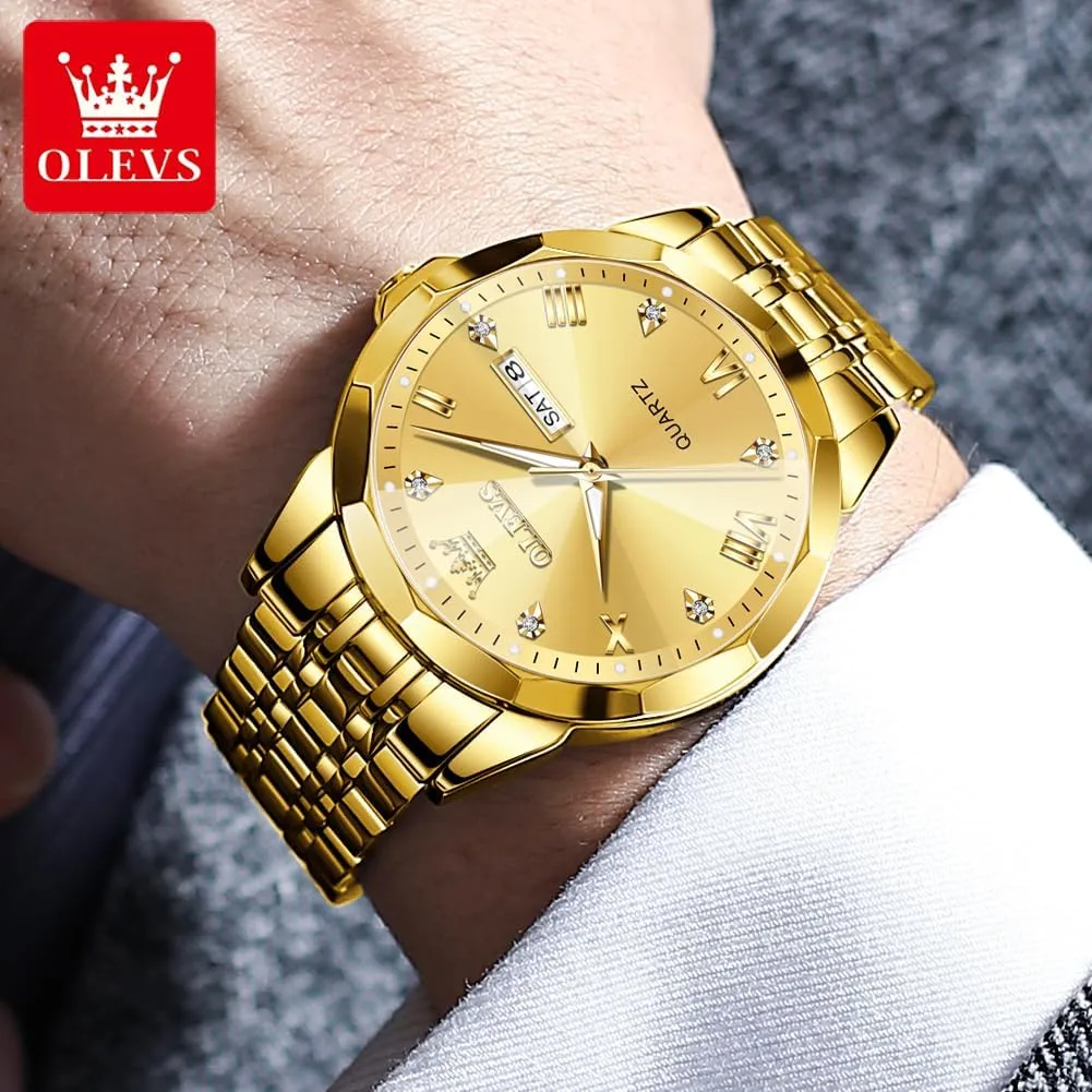 Numeral/Arabic Numeral) Dial Watches Stainless Steel Watch Date Waterproof Dress foreign directional merchant shaman extraction Casual Reloj OLEVS Watch Men Luxury Watches for Men ??Silver/Gold/Blue/Black??(Diamond/Roman 