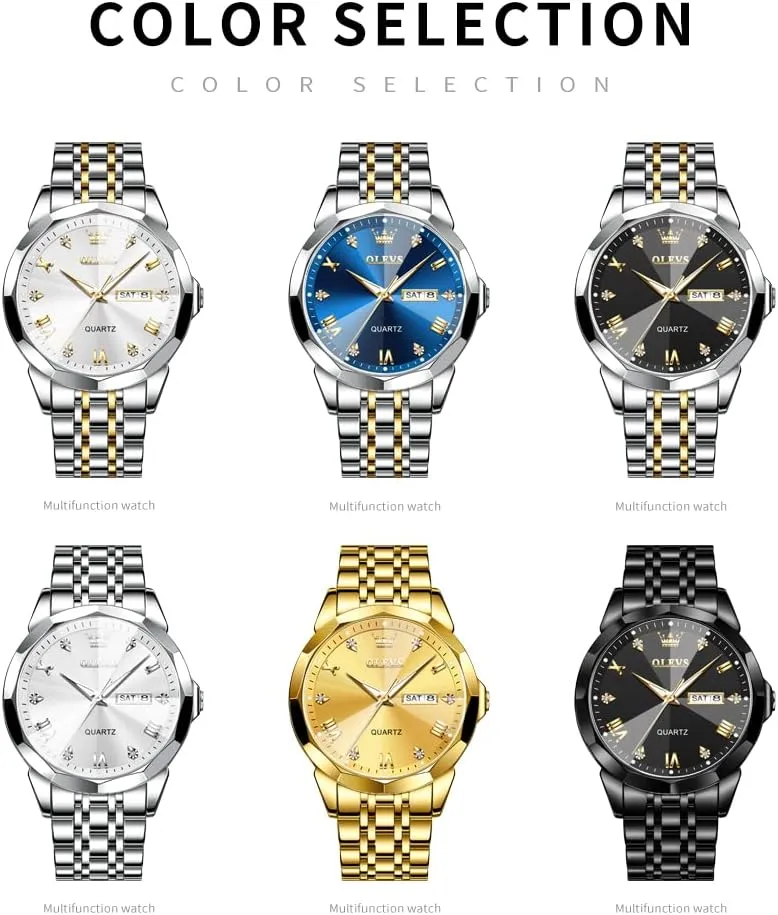 Numeral/Arabic Numeral) Dial Watches Stainless Steel Watch Date Waterproof Dress foreign directional merchant shaman extraction Casual Reloj OLEVS Watch Men Luxury Watches for Men ??Silver/Gold/Blue/Black??(Diamond/Roman 