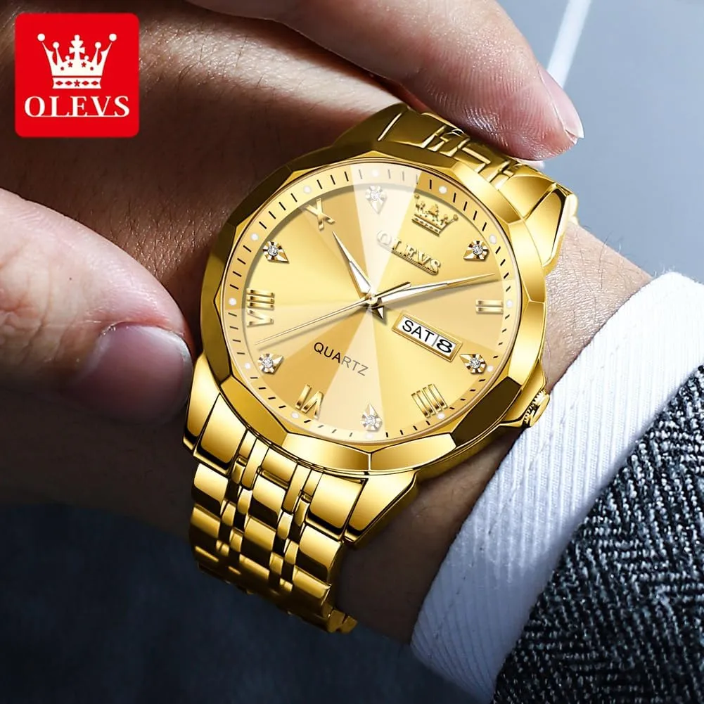 Numeral/Arabic Numeral) Dial Watches Stainless Steel Watch Date Waterproof Dress foreign directional merchant shaman extraction Casual Reloj OLEVS Watch Men Luxury Watches for Men ??Silver/Gold/Blue/Black??(Diamond/Roman 