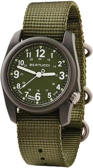 Nylon Band | Matte Finish | 4 file bound bluebird Year Battery Life | 50 M Water Resistance BERTUCCI DX3 Field Watch| Olive Dial and Forest 