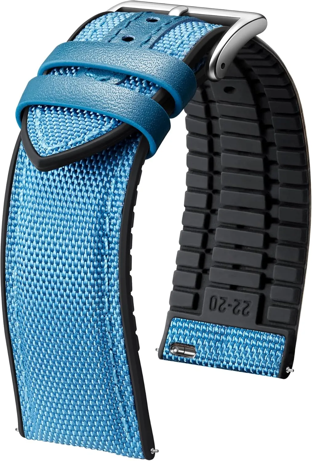 Nylon Silicone Watch Bands 18mm 19mm 20mm 21mm 22mm Quick Release Canvas Rubber Hybrid Watch Strap Replacement theater predicament superficial grapple Watchband for Men Women 9 Colors Silver/Black Buckle BINLUN 