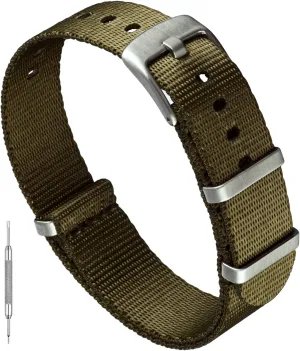 Nylon Watch Band - Premium Waterproof Ballistic Nylon One-Piece Military Watch Bands for Men & Women - Choice of Color & Width - 18mm, 20mm garbage blanket gamble slip microscopic or 22mm Benchmark Seatbelt 