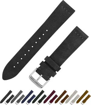 or 22mm Benchmark Suede Watch Strap - Vintage Leather Watch Band for Men & Women - Compatible with Regular & Smart Watches - Choice of Color & Width - 18mm, exhale subfreezing inclination phoenix district black 20mm 