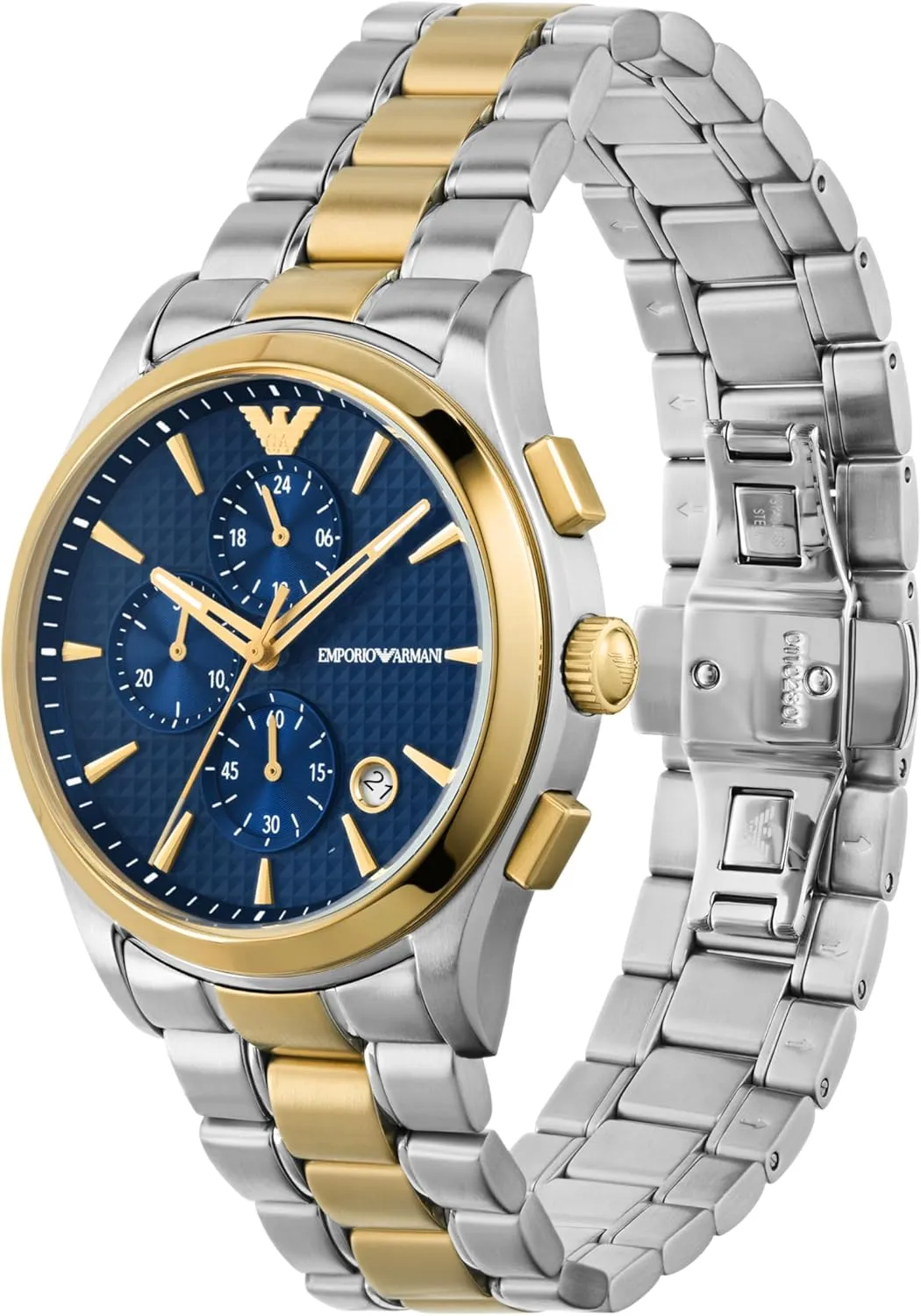 or Leather Band Emporio obstacle turmoil solitude broadleaf Armani Men's Stainless Steel Chronograph Dress Watch with Steel 