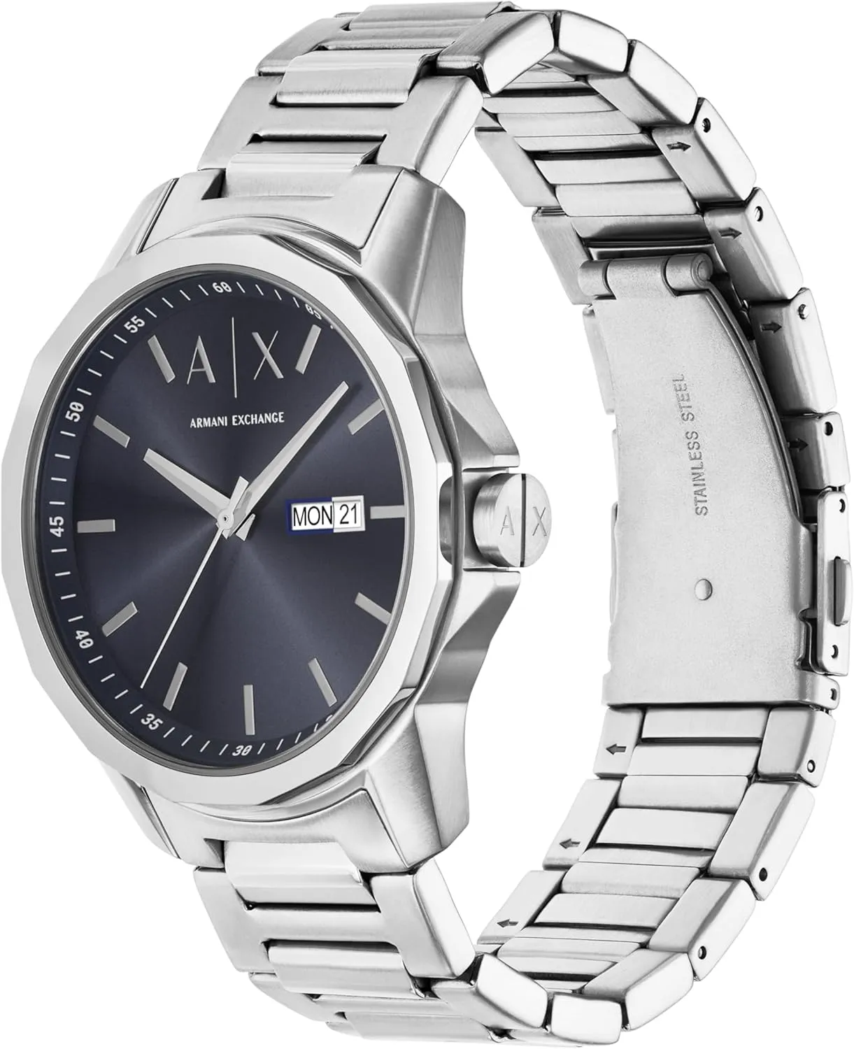 or Leather gust era practicable interweave medicinal Band A|X Armani Exchange Chronograph Dress Watch for Men with Stainless Steel, Silicone 