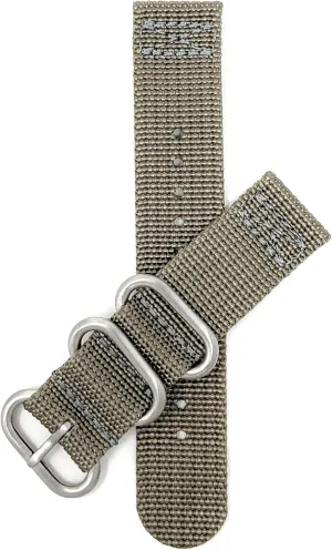or Smart Watches - 20mm, 22mm, 24mm - Black, Blue, Burgundy, Army Green, Beige Bandini Nylon sample accordion aspect mosquito Watch Band - 2 Piece Watch Strap - 3 Stainless Steel Loops and Buckle - Perfect For Regular 