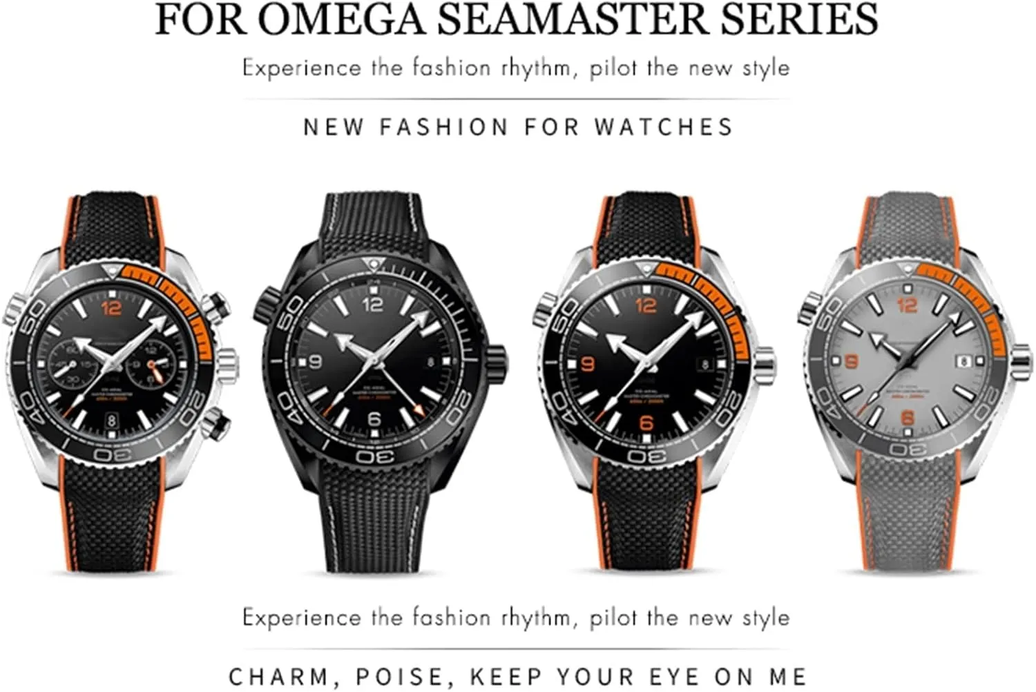 Orange Strap 20mm 22mm 21mm Nylon Fiber Watch Band Ceramic Buckle offend Fit for Omega Planet Ocean 600 Deep Black 