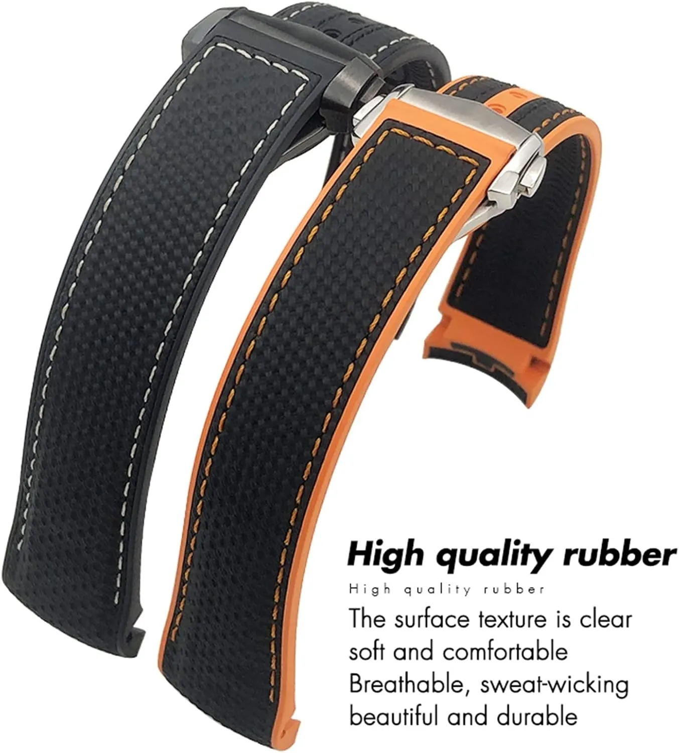 Orange Strap 20mm 22mm 21mm Nylon Fiber Watch Band Ceramic Buckle offend Fit for Omega Planet Ocean 600 Deep Black 