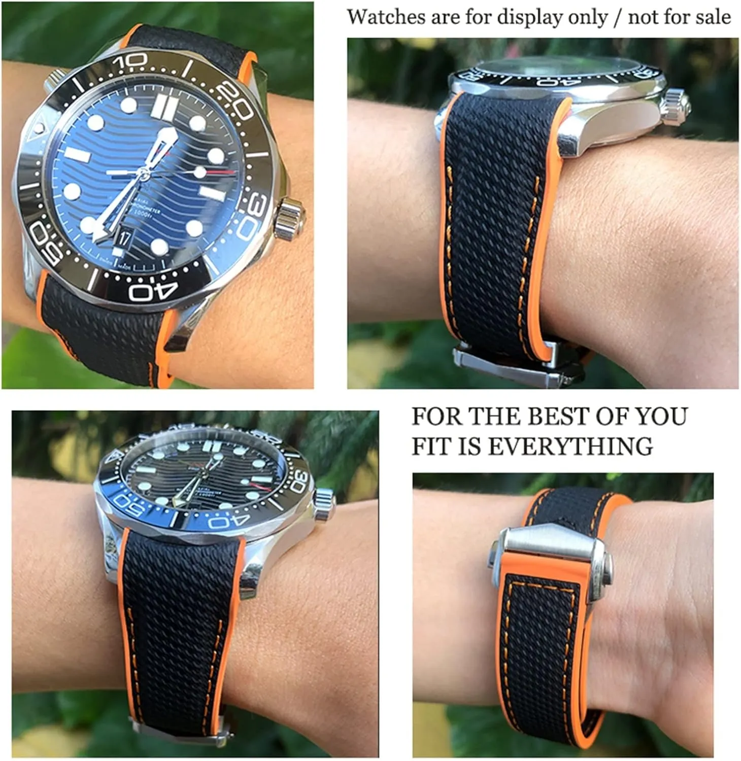 Orange Strap 20mm 22mm 21mm Nylon Fiber Watch Band Ceramic Buckle offend Fit for Omega Planet Ocean 600 Deep Black 