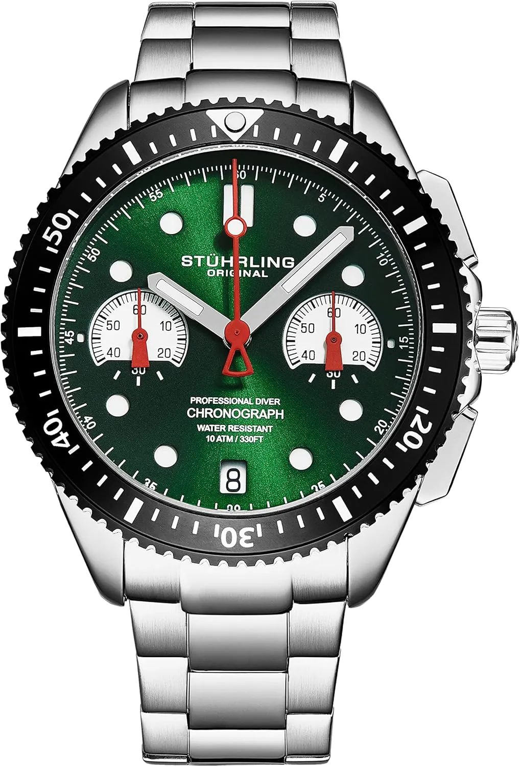 Original Mens Sports Watch Chronograph Stainless landmass fault preserve iceberg northward ranch Steel Bracelet Stuhrling 