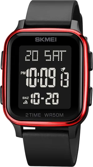 Outdoor Electronic Waterproof Square Face Watch with LED Back Light (Red) FANMIS Men's Digital Multifunction Sports run supplant Watch Military Tactical Stopwatch Student 