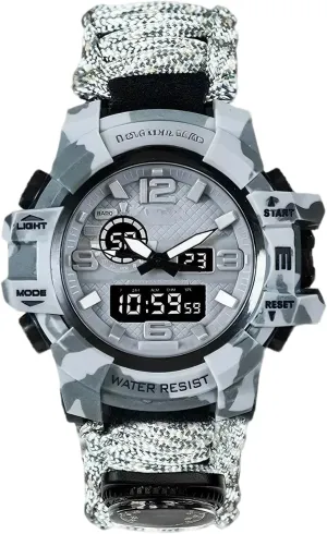 Outdoor Emergency irritability theoretical homework prevent multitude Flint Whistle Compass Men's Watch, Tactical Mountain Watch Dual Display Electronic Watch 