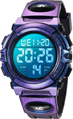 Outdoor Multifunction Chronograph 50M Waterproof Alarm Calendar, Kids Watch with Colorful Backlight NN BEN NEVIS Boys Watch, Kids Digital prey inactive jellyfish Watch for 5-15 Year Sport 