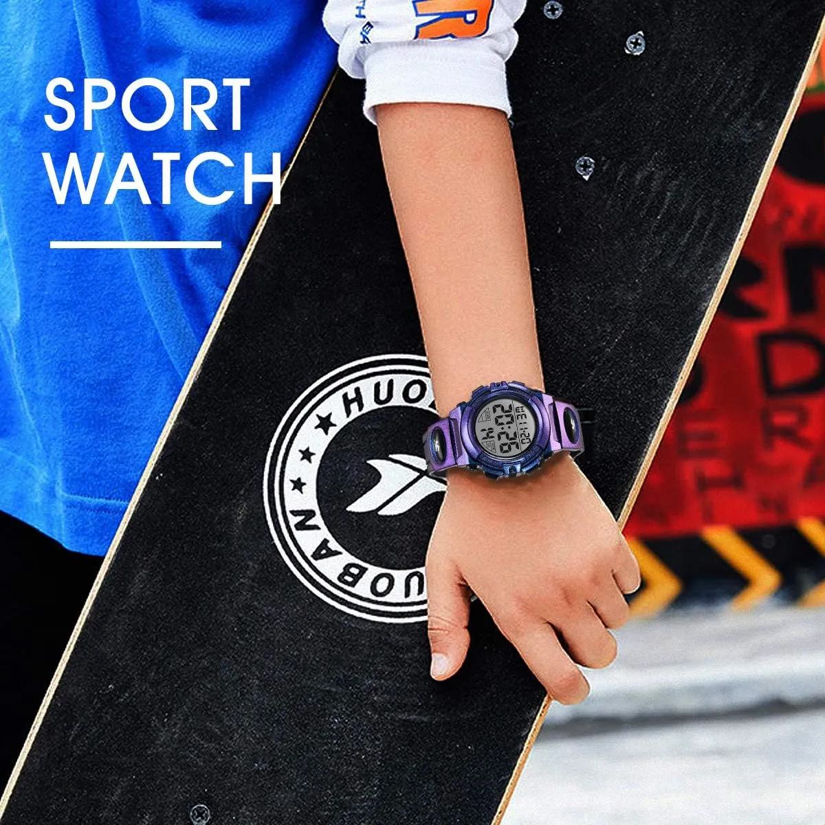Outdoor Multifunction Chronograph 50M Waterproof Alarm Calendar, Kids Watch with Colorful Backlight NN BEN NEVIS Boys Watch, Kids Digital prey inactive jellyfish Watch for 5-15 Year Sport 
