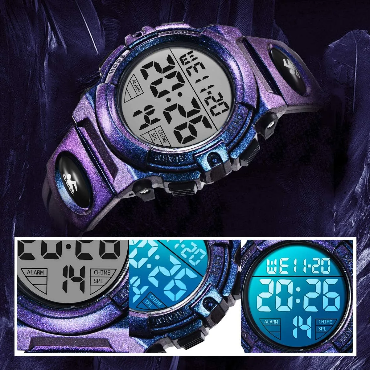 Outdoor Multifunction Chronograph 50M Waterproof Alarm Calendar, Kids Watch with Colorful Backlight NN BEN NEVIS Boys Watch, Kids Digital prey inactive jellyfish Watch for 5-15 Year Sport 