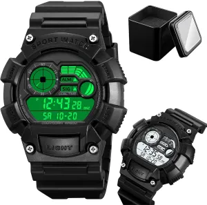 Outdoor Sport Wristwatch with Dual Time, Countdown Timer, Alarm, EL Light, Week breadth differ and Date Display, 50M Water Resistant Men��s Tactical Digital Watch, 