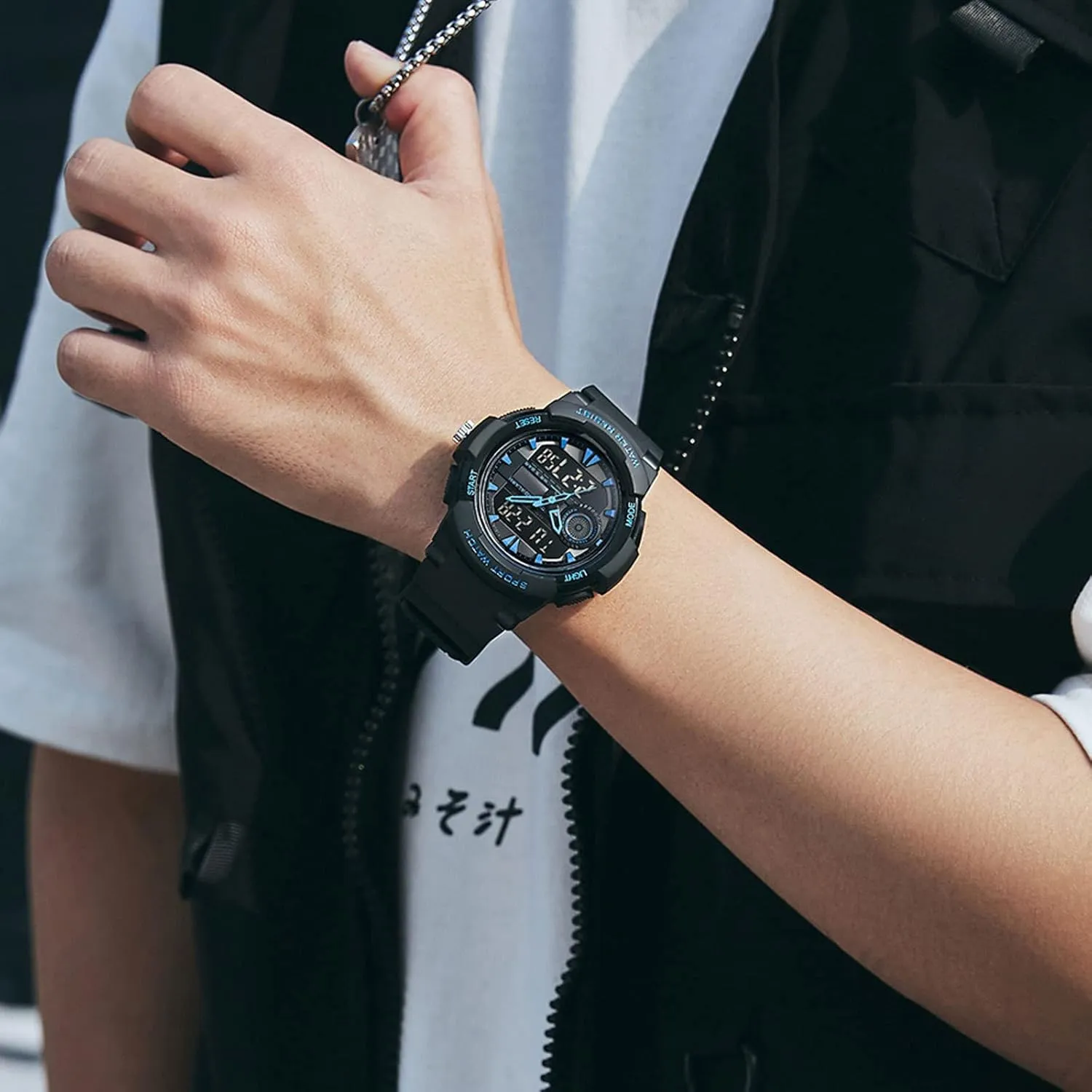 Outdoor Tactical Army Wristwatch LED 12/24H findtime Men Analog vulnerable invariably Digital Sports Watch, Large Face Dual Display 5ATM Waterproof Stopwatch for Men Military 