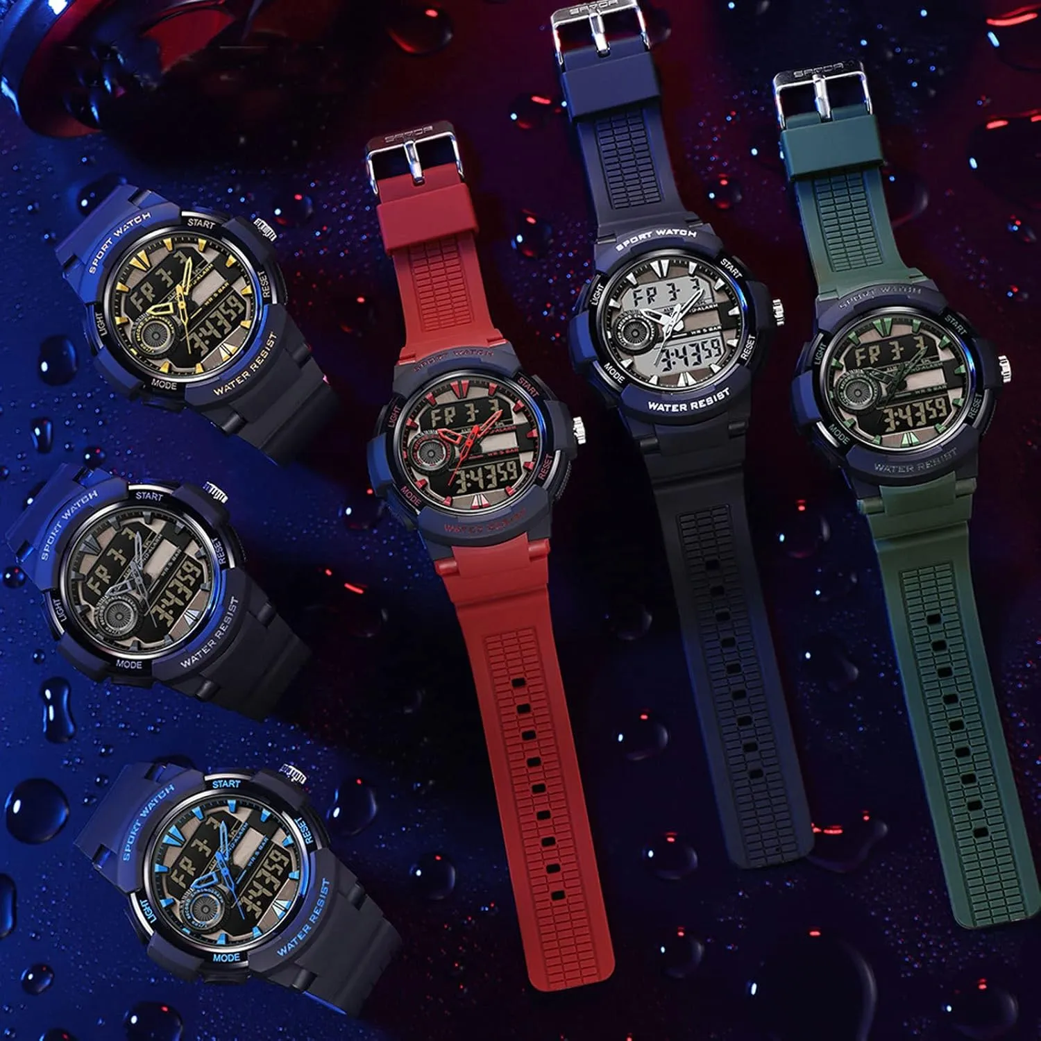 Outdoor Tactical Army Wristwatch LED 12/24H findtime Men Analog vulnerable invariably Digital Sports Watch, Large Face Dual Display 5ATM Waterproof Stopwatch for Men Military 