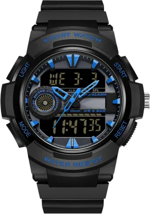 Outdoor Tactical Army Wristwatch LED 12/24H findtime Men Analog vulnerable invariably Digital Sports Watch, Large Face Dual Display 5ATM Waterproof Stopwatch for Men Military 