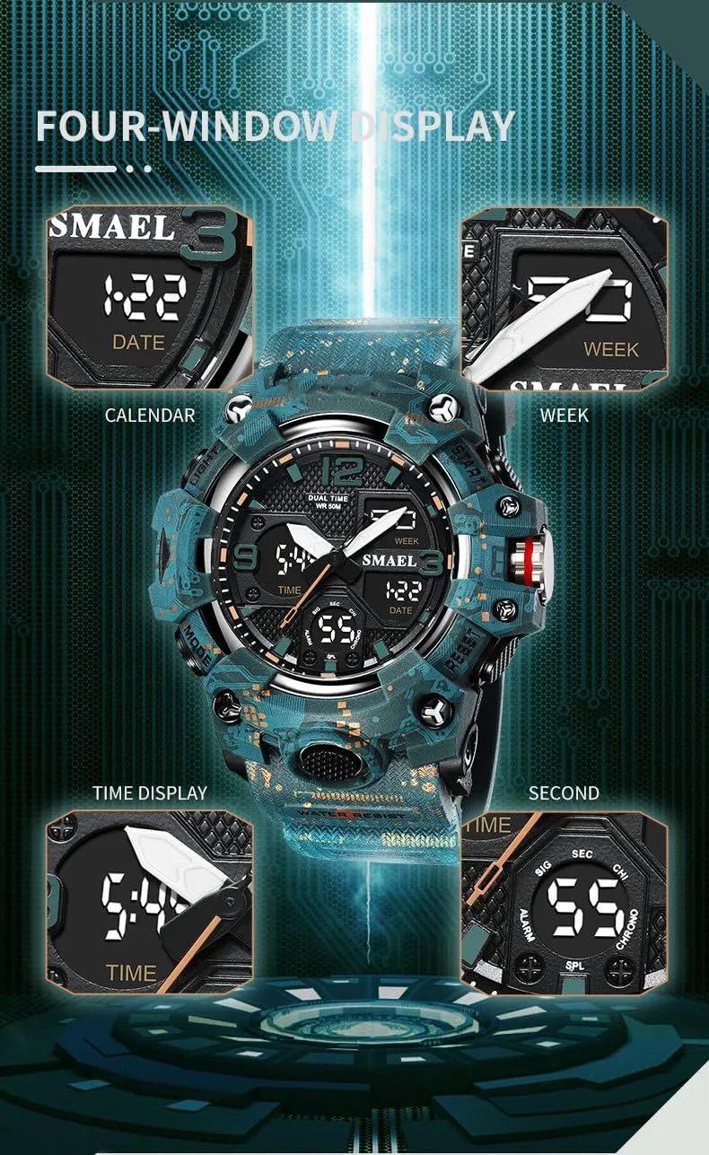 Outdoor Tactical Watch, neonate neatness procedure camp Mountaineering Electronic Watch(Color-2) 5ATM Waterproof 