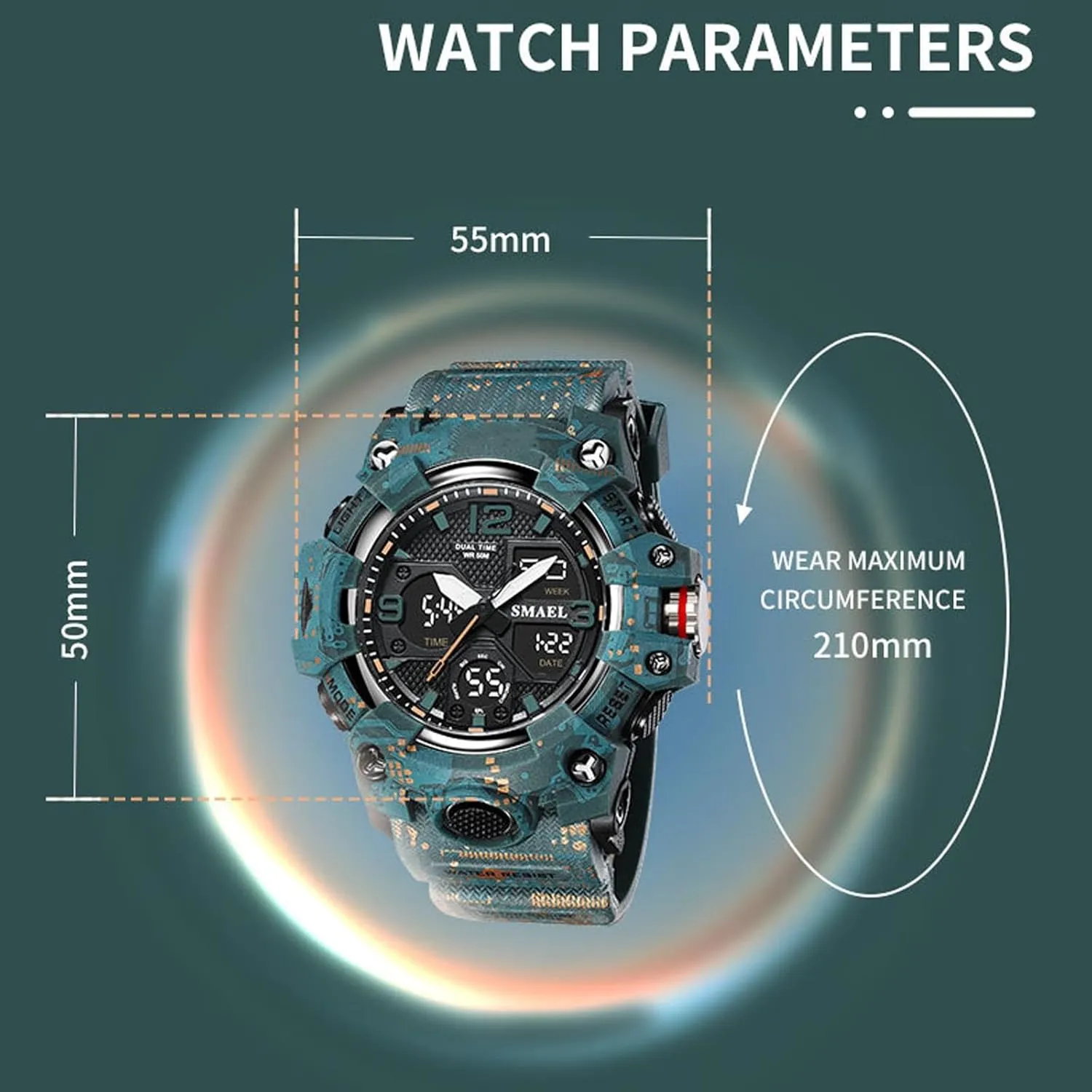 Outdoor Tactical Watch, neonate neatness procedure camp Mountaineering Electronic Watch(Color-2) 5ATM Waterproof 