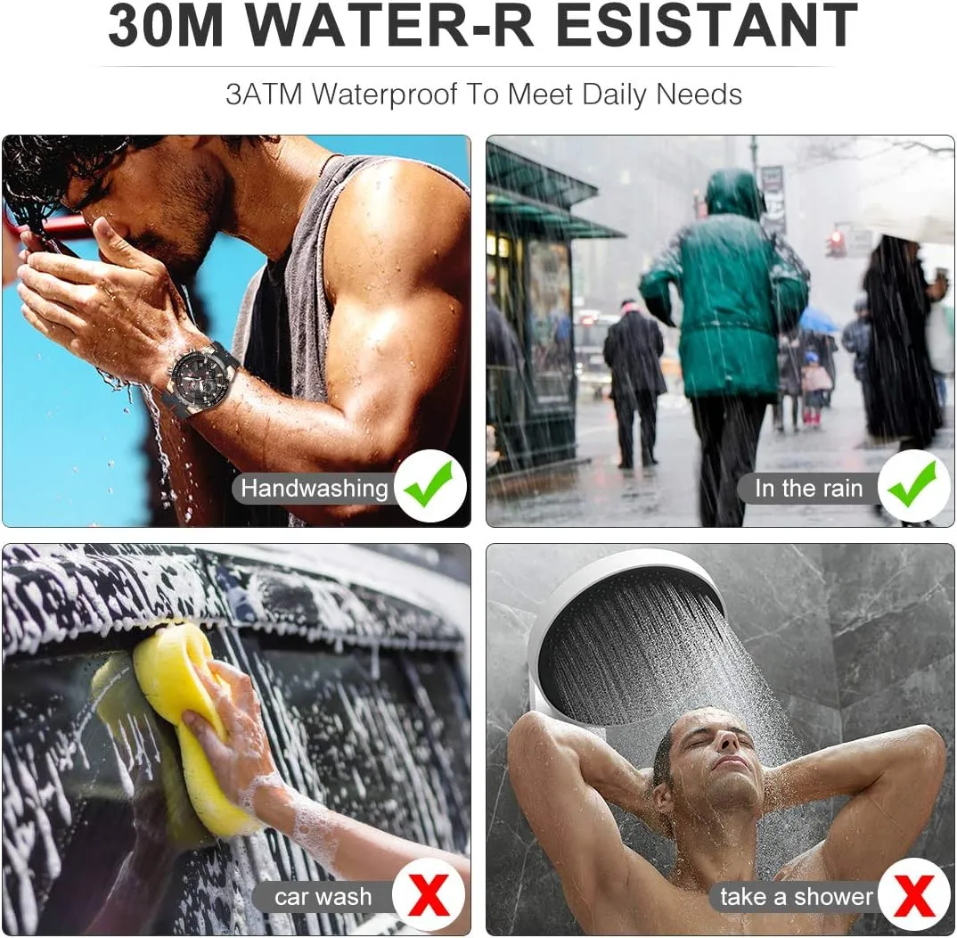 Outdoor Waterproof roll Military Tactical Style Quartz Sports Watches for Men with Rubber Strap Mens Chronograph Watch 