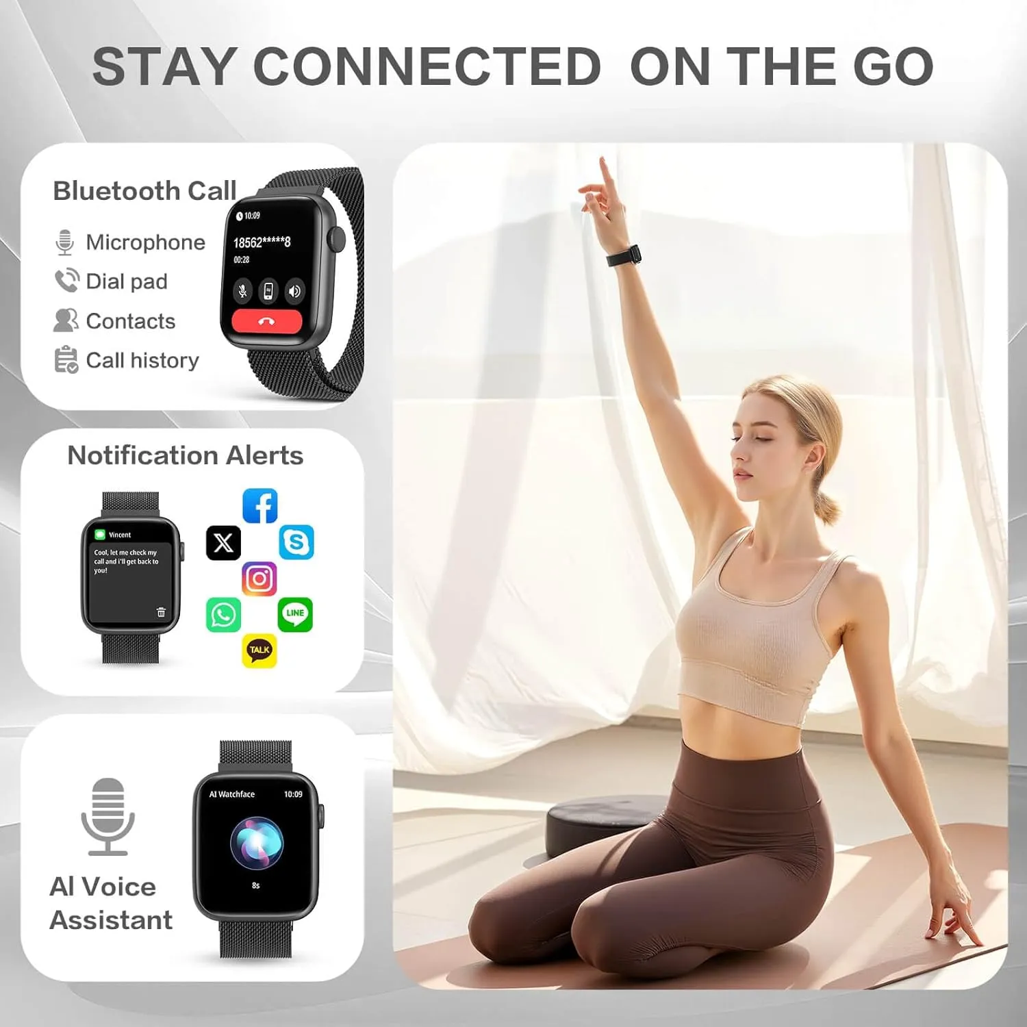 Oxygen, Stress Sleep Monitor, 123 Sports Fitness Tracker, elongate Compatible Android and iOS Smart Watches for Men Blood Pressure, DA GPT AI Waterproof Smartwatch, 1.9" AMOLED Display, 24/7 Heart Rate, Blood 
