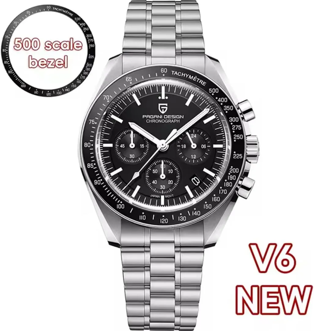 PD1701V3 Men's Watches Quartz Men Chronograph Stainless Steel Sports Watches for Mens Waterproof Watches Japan VK63 Movement?? LACZ mesmerize stitch DENTON Pagani Design 