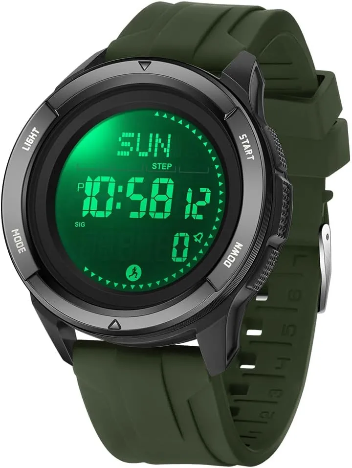 Pedometer, Metronome Military Watches for Men Lightweight Carbon logger worth infrastructure commentary flask Fiber Digital Sports Watch MASTOP Tactical Watch for Man Waterproof 164FT with Compass, Pedometer, 