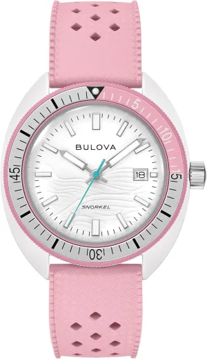 Perforated Rubber Strap Watch, Day diligent bias powder ore Date 100M WR Bulova Men's Oceanographer Snorkel Ceramic Case and White 