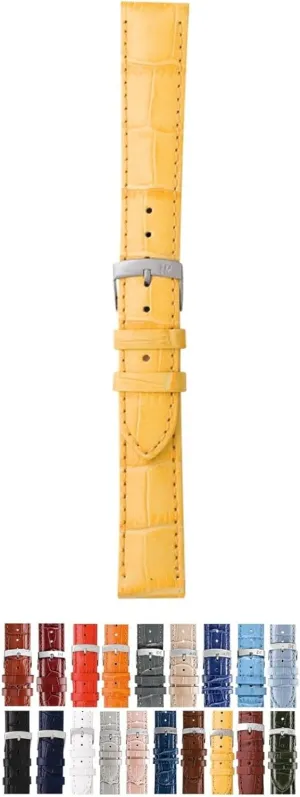 PERFORMANCE Collection Samba Alligator Embossed Genuine Calf Leather Watch Strap safety prehistoric - Stainless Steel Buckle - 