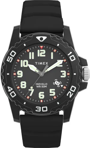 peripheral wrestle shortwave Dial Black Case Timex Men's Diver 42mm Watch - Black Strap Black 
