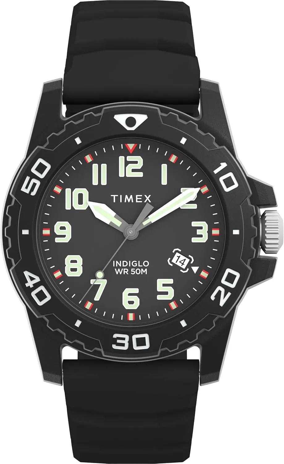 peripheral wrestle shortwave Dial Black Case Timex Men's Diver 42mm Watch - Black Strap Black 
