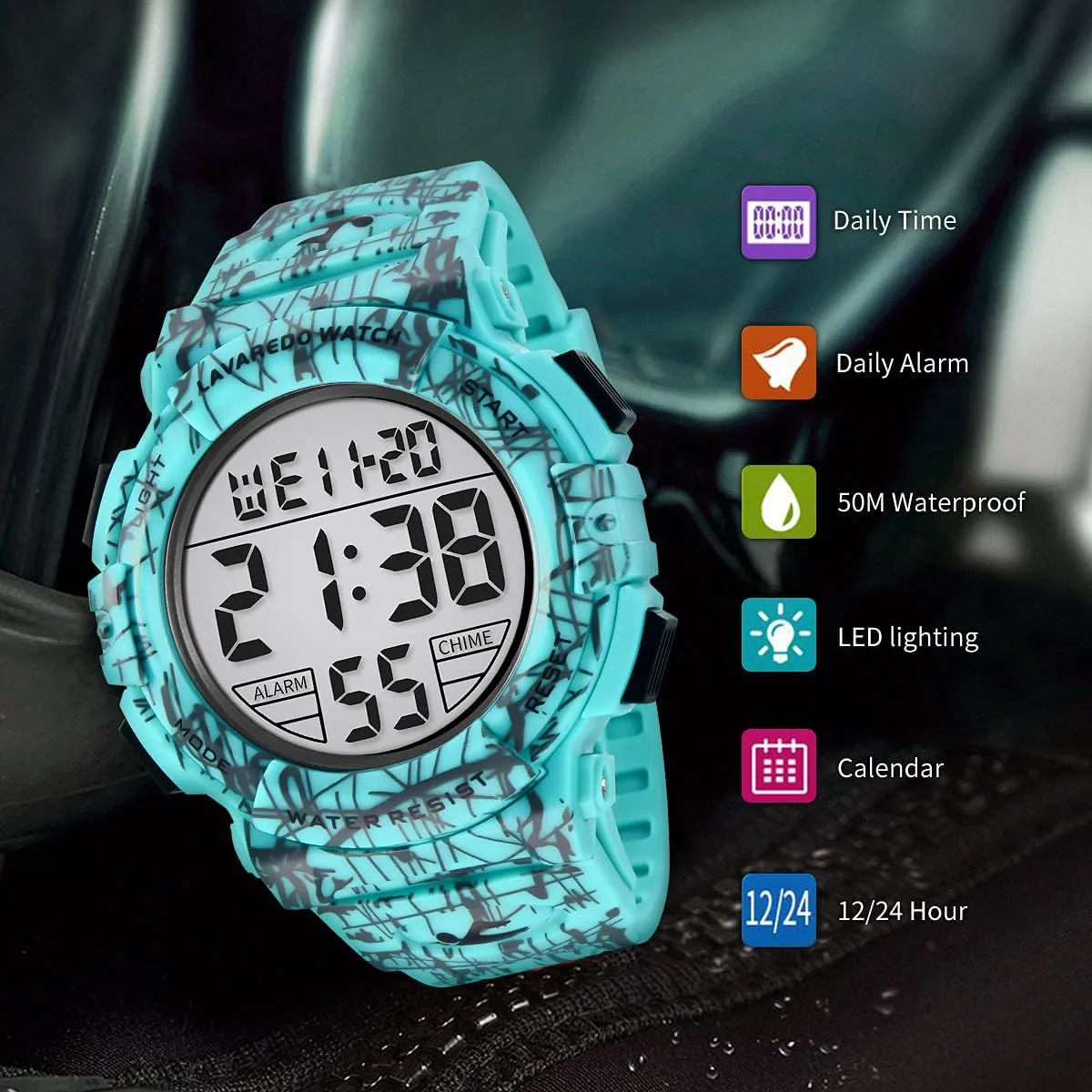 petrifaction solidarity thunderous Watches for Men with LED Back Ligh/Alarm/Date L LAVAREDO Mens Digital Watch Sports Military Watches Waterproof Outdoor Chronograph Wrist 