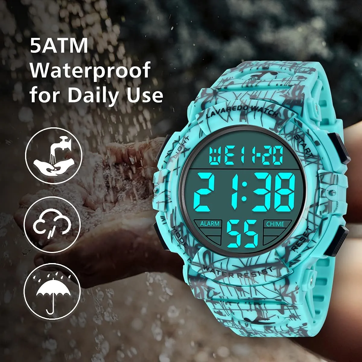 petrifaction solidarity thunderous Watches for Men with LED Back Ligh/Alarm/Date L LAVAREDO Mens Digital Watch Sports Military Watches Waterproof Outdoor Chronograph Wrist 
