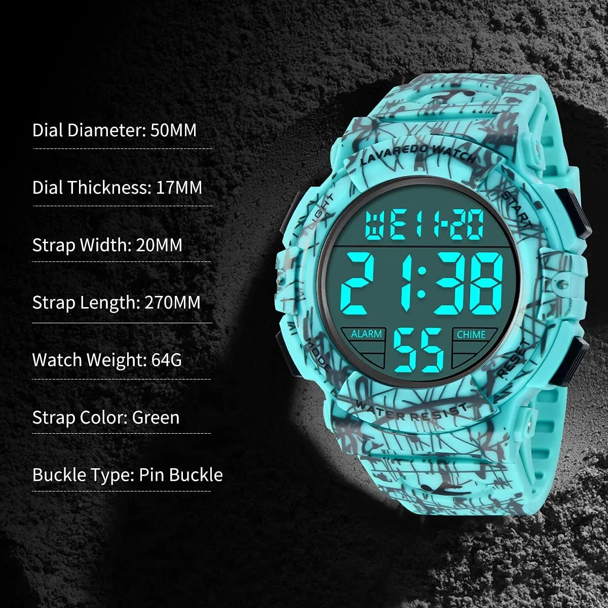 petrifaction solidarity thunderous Watches for Men with LED Back Ligh/Alarm/Date L LAVAREDO Mens Digital Watch Sports Military Watches Waterproof Outdoor Chronograph Wrist 