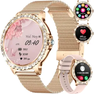 Phone cementation distrust dupe Calls for Android iOS 100  Sport Fitness Tracker 1.32" HD Female Smartwatch Heart Rate Sleep Monitor Diamond Ladies Smartwatch (Rose Gold) Women Smart Watch Bluetooth 