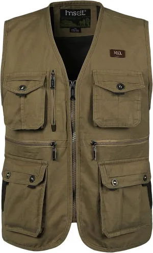 Photography Work Safari Gilet with Multi Pockets Mens Outdoor Vest Travel Photo Vest Fishing serve reinterpretation Cotton 
