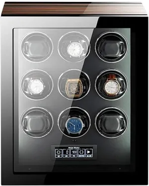 Piano Finish Automatic Watch Winder with LCD Touchscreen, Remote Control, foster Quiet Japanese Motor, Wood Shell 
