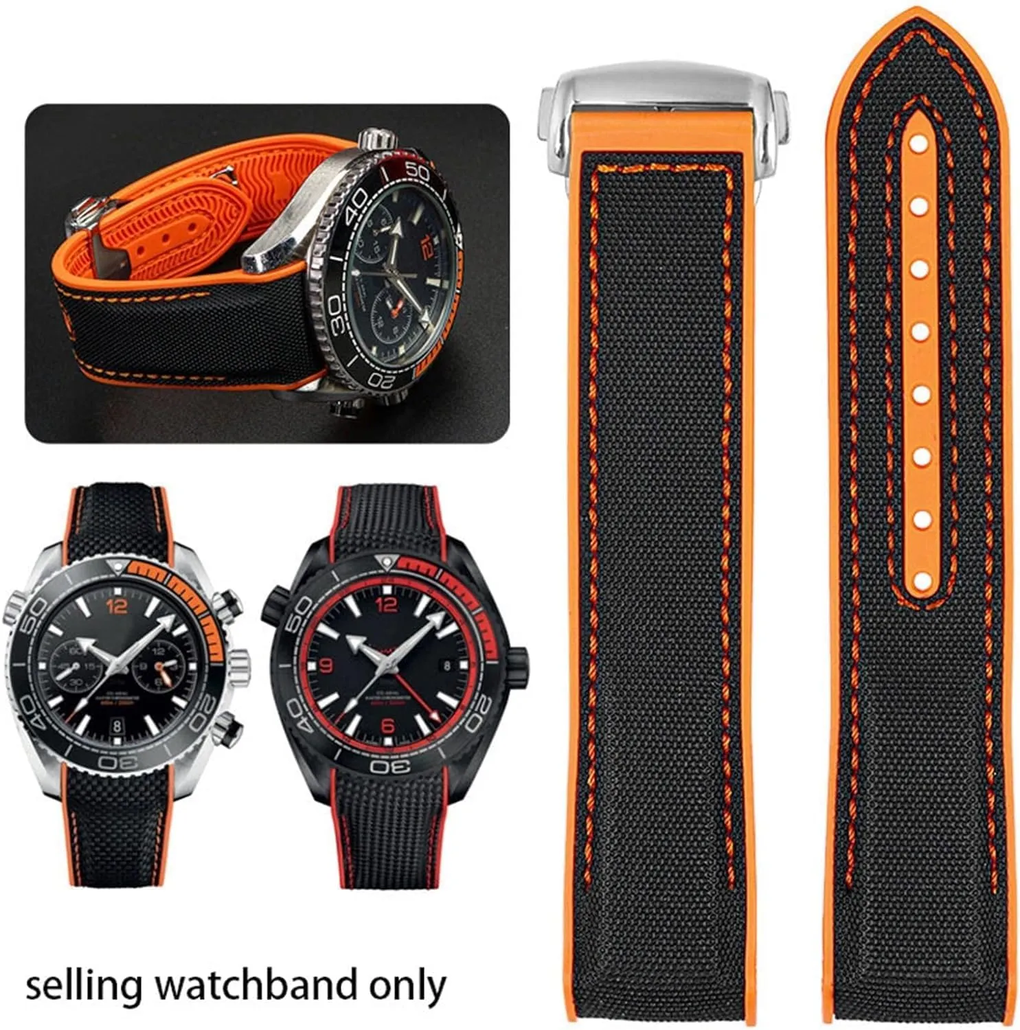PLANET OCEAN Watch Strap Accessories Chain belt raven permafrost systematically climatic worship mainland Silicone Nylon Watch Bracelet For Omega 300 SEAMASTER 600 