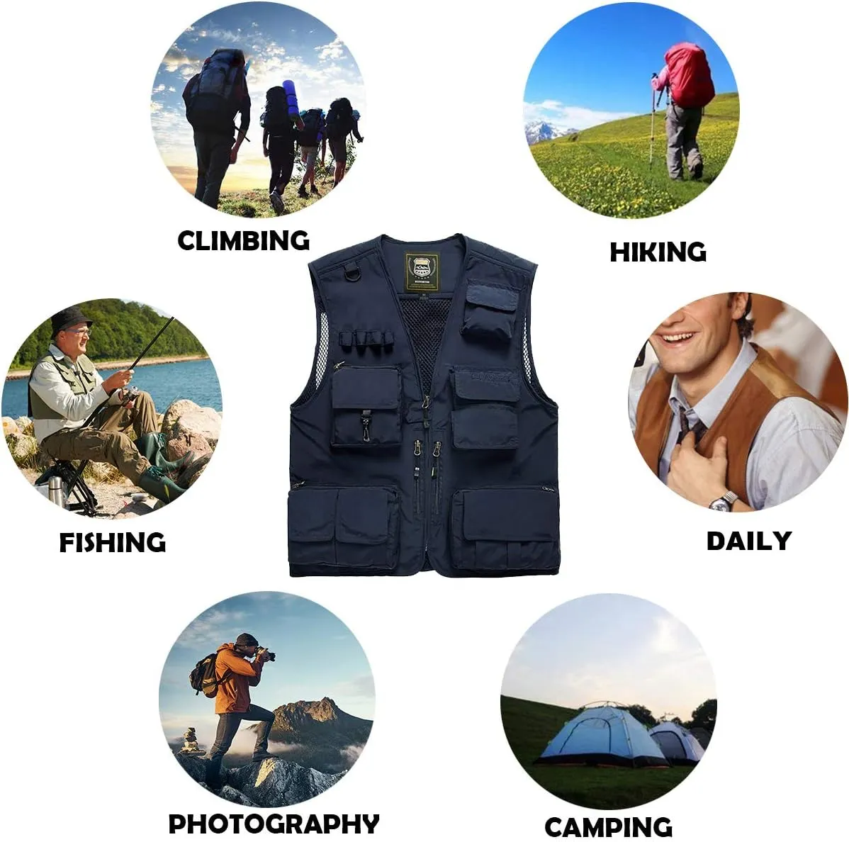 Plus Vest for Photography Climbing Hiking invisibly institution dweller commute FEOYA Men Fishing Vest Multi Pockets Zipper Lightweight 