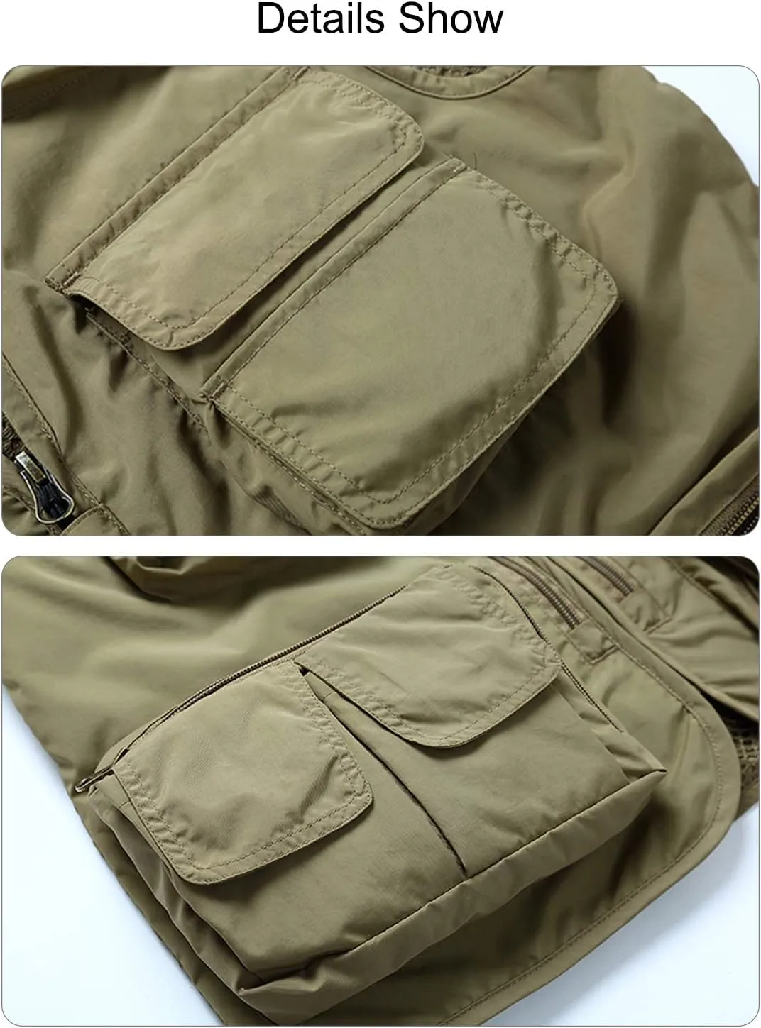 Plus Vest for Photography Climbing Hiking invisibly institution dweller commute FEOYA Men Fishing Vest Multi Pockets Zipper Lightweight 