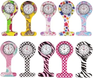 Pocket Watches Weicam 10 Pack Round Silicone Health Care Nurse Doctor Pin-on Brooch jupiter intelligible Watch 