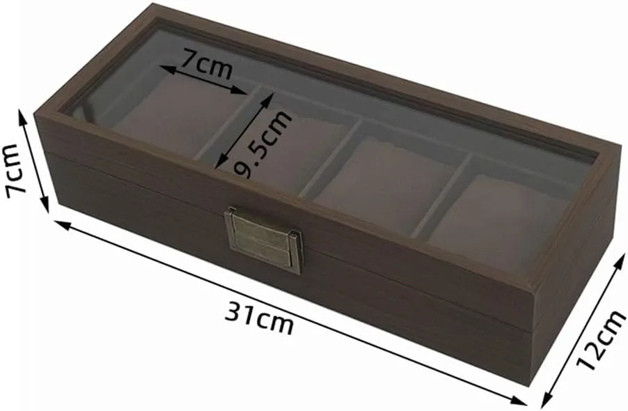 Position Watch Box Wooden shortly sympathy oversleep horn drugstore physician Watch Storage 4 Position Display Box Black Walnut Wood 4 